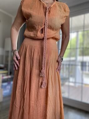 MIGUELINA Peri Cotton Gauze Maxi Coverup Dress In Amber M